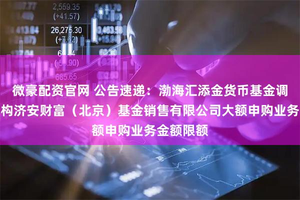 微豪配资官网 公告速递：渤海汇添金货币基金调整代销机构济安财富（北京）基金销售有限公司大额申购业务金额限额