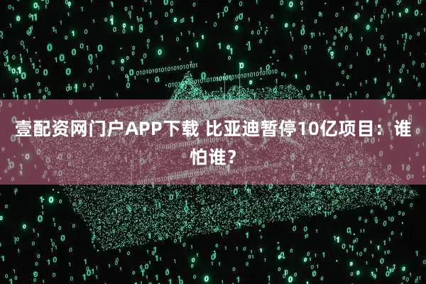 壹配资网门户APP下载 比亚迪暂停10亿项目：谁怕谁？